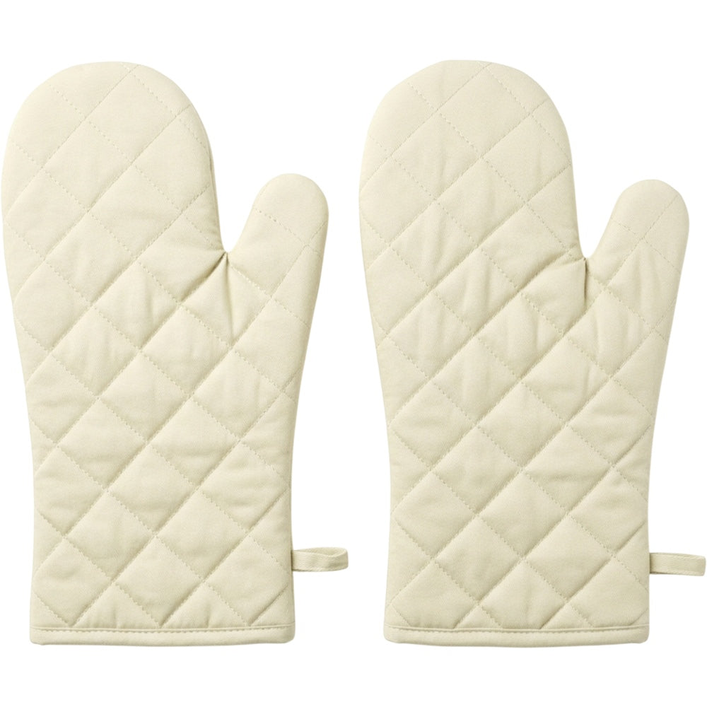 Yomur Long Quilted Cotton Oven Mitt Pair Sage Cream 13 Inch - Product view
