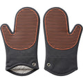 Yomur Ridged Silicone-Surface Oven Mitt Pair Charcoal Terracotta 14 Inch - Product view